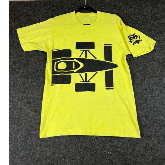 Victory Lane Concept Prints Other - Vintage 90s Indy Car World Tour T Shirt Mens L Neon Yellow Racing Graphic Tee
